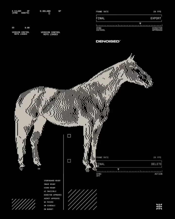 ASCII motion horse rendering inside a web build preview